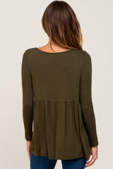 Olive Scoop Neck Long Sleeve Top