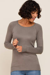 Olive Ribbed Knit Side Slit Maternity Sweater