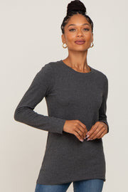 Charcoal Basic Long Sleeve Top