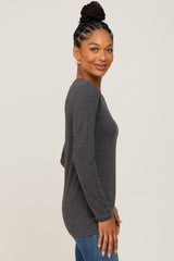 Charcoal Basic Long Sleeve Top