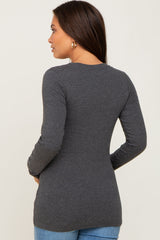 Charcoal Basic Long Sleeve Maternity Top