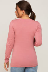 Mauve Basic Long Sleeve Maternity Top