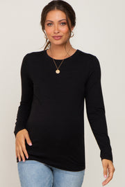 Black Basic Long Sleeve Maternity Top