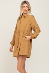 Camel Corduroy Button Down Dress