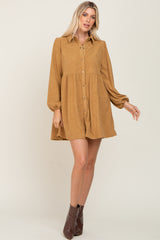 Camel Corduroy Button Down Dress