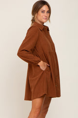 Brown Corduroy Button Down Dress