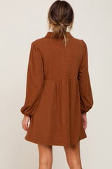 Brown Corduroy Button Down Dress