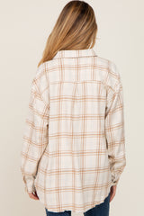 Cream Plaid Brushed Maternity Flannel Top