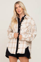 Cream Plaid Brushed Maternity Flannel Top