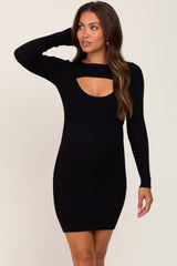 Black Knit Cutout Maternity Fitted Dress