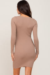 Mocha Knit Cutout Maternity Fitted Dress