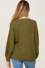 Olive Puff Sleeve Maternity Sweater