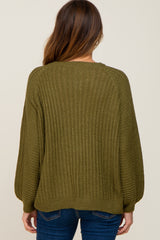 Olive Puff Sleeve Sweater