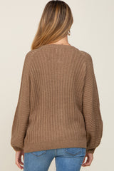 Mocha Puff Sleeve Maternity Sweater