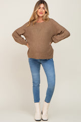 Mocha Puff Sleeve Maternity Sweater