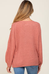 Mauve Puff Sleeve Maternity Sweater