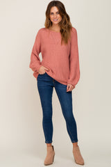 Mauve Puff Sleeve Sweater