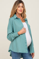 Jade Button Down Front Pocket Maternity Top