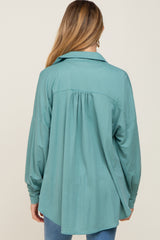 Jade Button Down Front Pocket Maternity Top