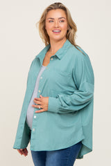 Jade Button Down Front Pocket Maternity Plus Top