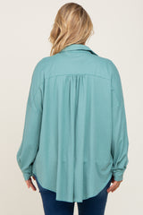 Jade Button Down Front Pocket Maternity Plus Top