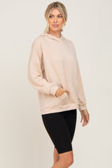 Beige Heathered Hooded Sweatshirt