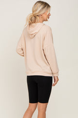 Beige Heathered Hooded Sweatshirt