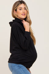 Black Heathered Hooded Maternity Sweatshirt