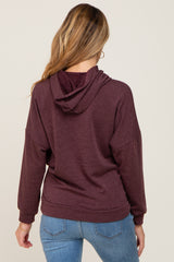 Burgundy Heathered Hooded Maternity Sweatshirt