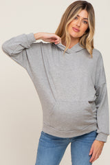 Heather Grey Hooded Maternity Sweatshirt