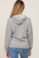 Heather Grey Hooded Maternity Sweatshirt