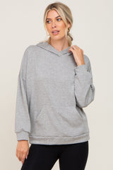 Heather Grey Hooded Maternity Sweatshirt