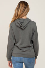 Olive Heathered Hooded Maternity Sweatshirt