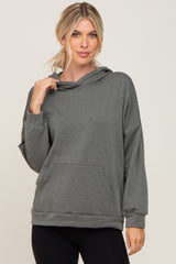 Olive Heathered Hooded Maternity Sweatshirt