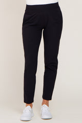 Black Elastic Waist Tapered Maternity Joggers