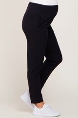 Black Elastic Waist Tapered Maternity Joggers