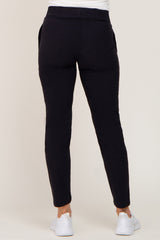 Black Elastic Waist Tapered Maternity Joggers