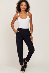 Black Elastic Waist Tapered Maternity Joggers