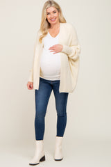 Beige Brushed Knit Dolman Sleeve Maternity Cardigan