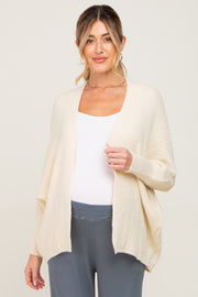 Beige Brushed Knit Dolman Sleeve Maternity Cardigan