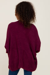 Plum Brushed Knit Dolman Sleeve Cardigan