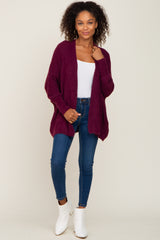 Plum Brushed Knit Dolman Sleeve Cardigan