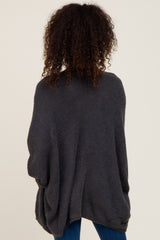 Charcoal Brushed Knit Dolman Sleeve Cardigan