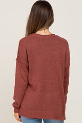 Rust Henley Slit Hem Maternity Top