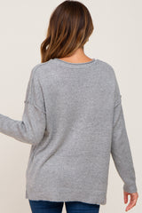 Heather Grey Henley Slit Hem Top