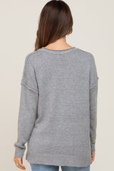 Heather Grey Henley Slit Hem Maternity Top