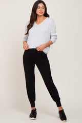 Black Foldover Maternity Joggers