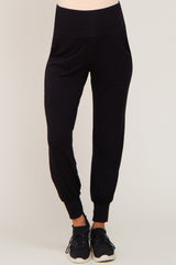 Black Foldover Maternity Joggers