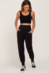 Black Foldover Maternity Joggers