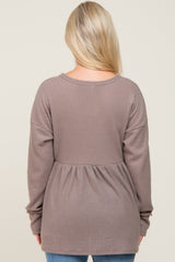 Mocha Waffle Knit Long Sleeve Maternity Top